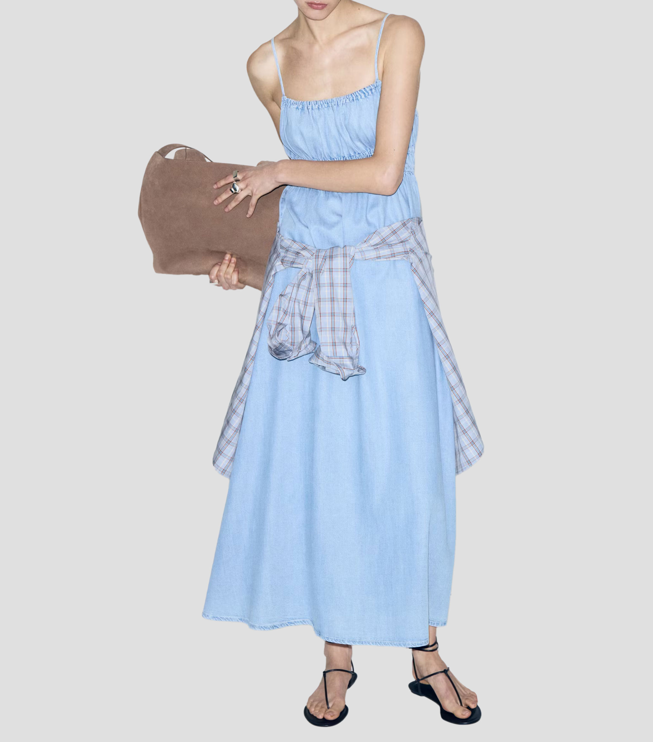 Vestido midi liso Mujer